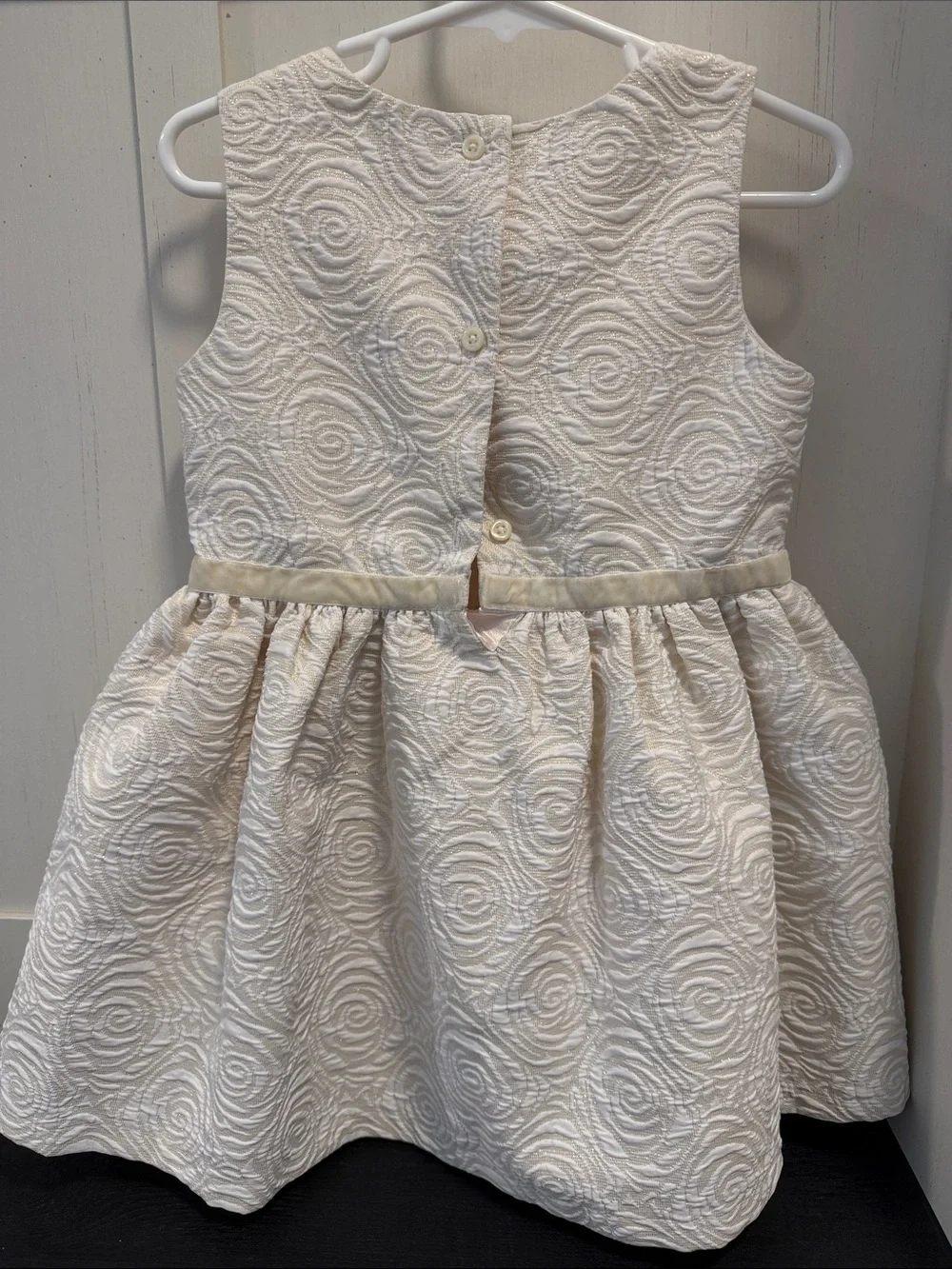 The Children's Place Cream Textured Swirl Party Dress with Waist Bow
